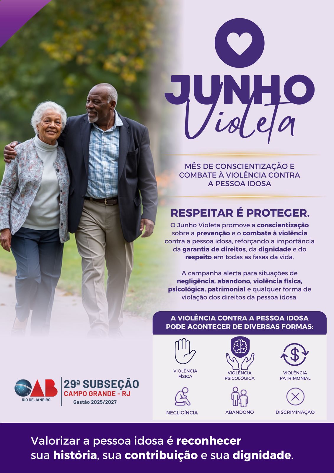 Junho Violeta: Um compromisso com o respeito à pessoa idosa